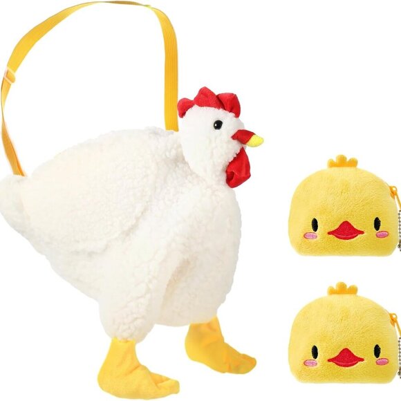 Adorable Chicken Wallet & Plush Shoulder Bag Set - Perfect for Women & Girls - Picture 1 of 7